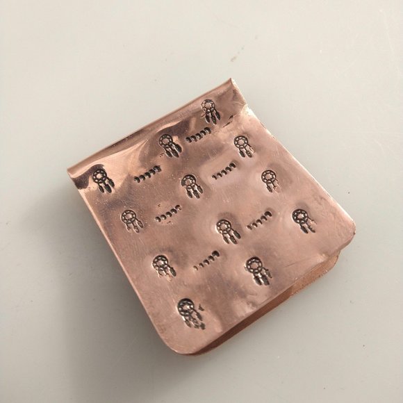 Solid Copper Money Clip Dream Catcher Handmade Rustic Stamped Southwestern - Picture 3 of 11
